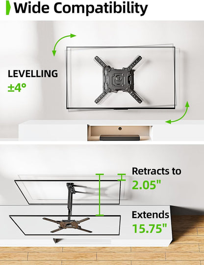 USX MOUNT Full Motion TV Wall Mount for 26-60 Inch TVs up to 77Lbs, Wall Mount TV Bracket, Single Stud Articulating TV Mount, Smooth Swivel Extension, Max VESA 400x400 mm, XMM915