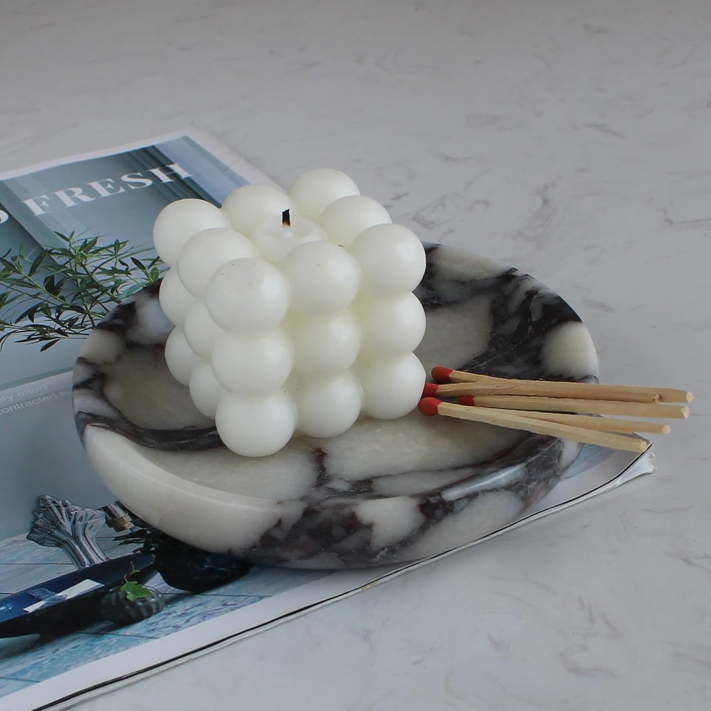 Nawgnail Calacatta Viola Marble Jewelry Dish 5.5", Trinket Dish for Ring Earring, Gift for Woman Daugther