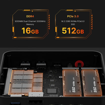 BOSGAME Mini PC P4, Desktop Computers Ryzen 7 5825U PC, Dual LAN Mini Gaming PC,16GB DDR4 RAM, 512GB NVMe SSD, 4K Triple Display, Wi-Fi 6E, Bluetooth 5.2