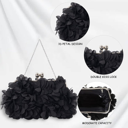 JAMBHALA Clutch Evening Handbags Floral Appliques Small Clutch Purses for Women