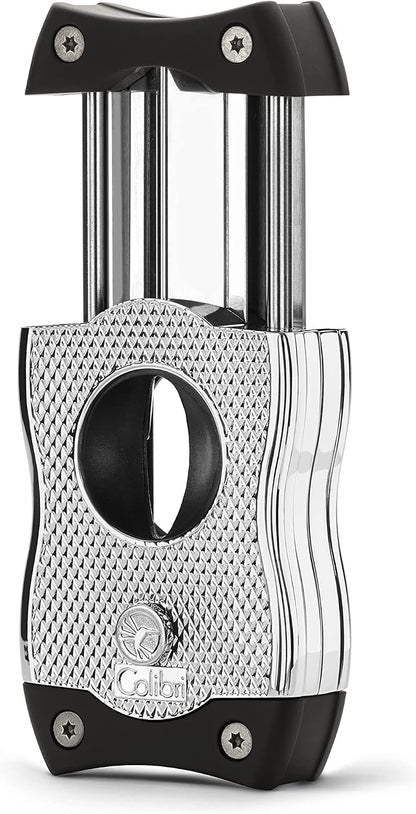 Colibri SV-Cut Cigar Cutter | Chrome and Black | Trigger Spring Blades | V-Cut Cut Depth 7mm and Straight Cut Up to 3mm | Gauge Up to 68 Rings | Ergonomic Design