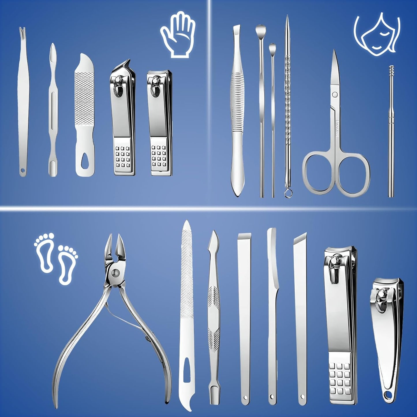 Manicure Set - 19 in 1 Professional Nail Clippers Pedicure Kit, Manicure Tool Kit, Stainless Steel Facial Grooming Set Kit, Gift Idea for Women, Men, Girls, Teens, Beige