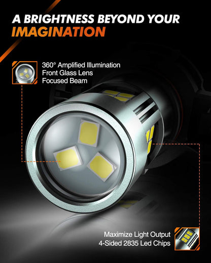 SEALIGHT H11/H8/H16 LED Fog Light Bulbs, 6000K Xenon White, 27 SMD Chips, 360-degree Illumination, Non-polarity