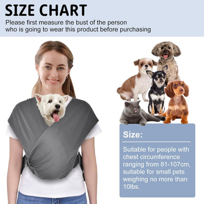 CUBY Swaddle Dog Sling Carrier for Small Dogs, Front Pet Sling Carrie Chest, Hands Free Adjustable Cat Slings Carrier Soft Cotton Reducing Pain Puppy SlingCarrier for Small Pets Up to 11lb (Grey)