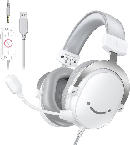 Fifine PC Gaming Headset with USB/3.5mm Jack for Laptop Computer, Over Ear Wired Headphones with 7.1 Surround Sound, Detachable Microphone, Volume Control, Noise Cancelling for PS5/Xbox/Switch-H9