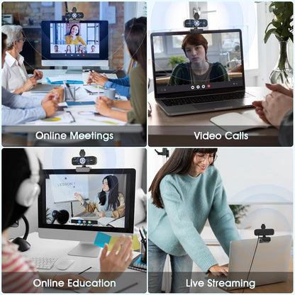 1080P Full HD Webcam with Auto Light Correction, Noise-Canceling Mic, Privacy Cover and Wide Angle Lens, Plug & Play USB Camera for Desktop/Laptop/Mac/PC, Compatible with Teams/Zoom/Skype/Streaming