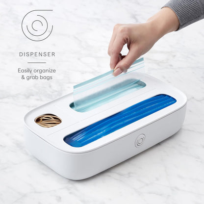 YouCopia StoraBag Drawer Food Bags Dispenser, 3-Slot, Plastic Sandwich Bag Organizer for Kitchen Storage