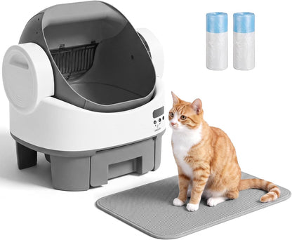 VICTONE Open-Top Self-Cleaning Cat Litter Box Plug & Play Multi-Cat, Grey