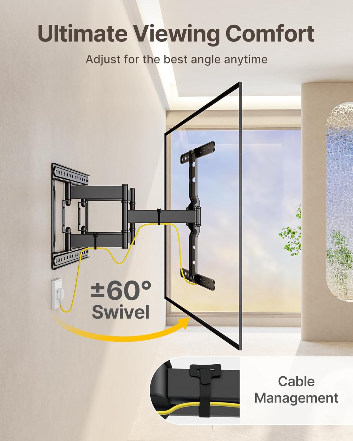 monTEK Ultra Slim TV Wall Mount for Most 37-75 inch TVs, 1.1" Thin Low Profile TV Bracket, Full Motion TV Mount Dual Swivel Articulating Tilt 6 Arms, Max VESA 400x400mm, Up to 132lbs, 16"/18" Studs
