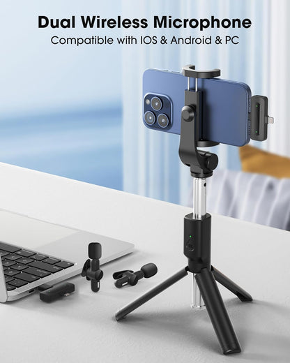 CKOKC Wireless Microphone for iPhone - Android Phone and Laptop PC, USB Microphones for Podcasting, Lavalier Microphone for Interview Video Vlog YouTube