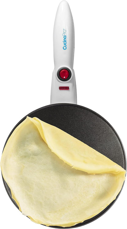 CucinaPro Cordless Crepe Maker- FREE Recipe Guide, NonStick Dipping Plate plus Electric Base & Batter Spatula, Portable Compact Baker, Homemade Holiday Morning Breakfast or Dessert Treat, Gift for Her