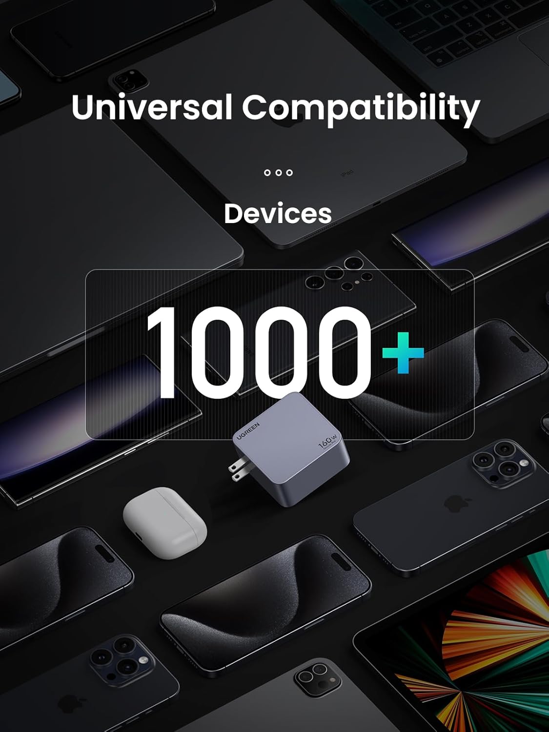 UGREEN Nexode Pro 160W USB C Charger, 4-Port PD3.1 140W GaN Charger Block Compact PPS Fast Charger for MacBook Pro 16'' M4, Pixelbook, XPS, iPad, iPhone 16 14 Plus, Galaxy S25, Pixel 8, Steam Deck