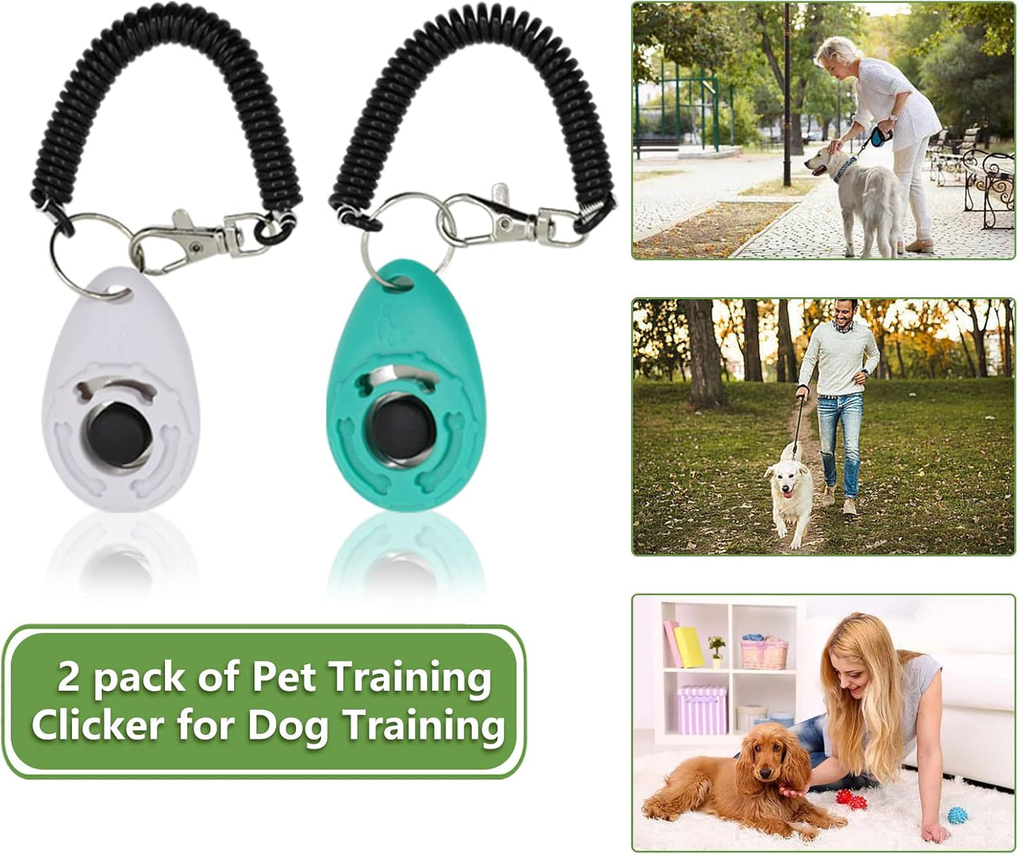 MGKSHADOW Dog Treat Pouch 1pc, Pet Training Clicker 2 pcs, Pet Treat Pouch, Built-in Poop Bag Dispenser (Black)
