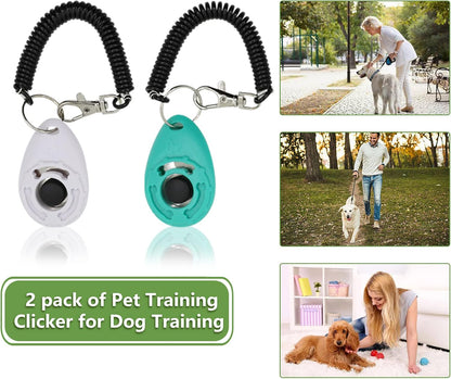 MGKSHADOW Dog Treat Pouch 1pc, Pet Training Clicker 2 pcs, Pet Treat Pouch, Built-in Poop Bag Dispenser (Black)