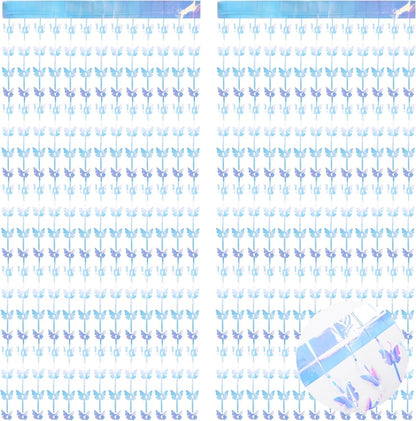 BRAVESHINE Pink Glitter Tinsel Foil Fringe Curtain - 2 Pcs 3.2x8.2 ft Metallic Party Supplies Photo Backdrop for Girl Princess Birthday Unicorn Bachelorette Butterfly Bridal Shower Party Decorations