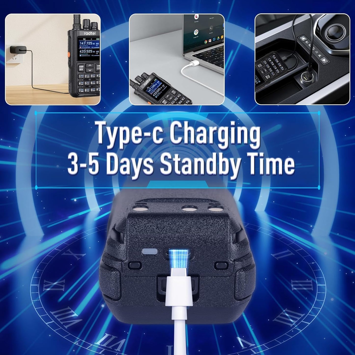 Radtel RT-900 Ham Radio Walkie Talkies 256CH Aviation Air Band Two Way Radio NOAA Police Scanner Marine Long Range Handheld Transceiver USB-C, Wireless Copy Frequency