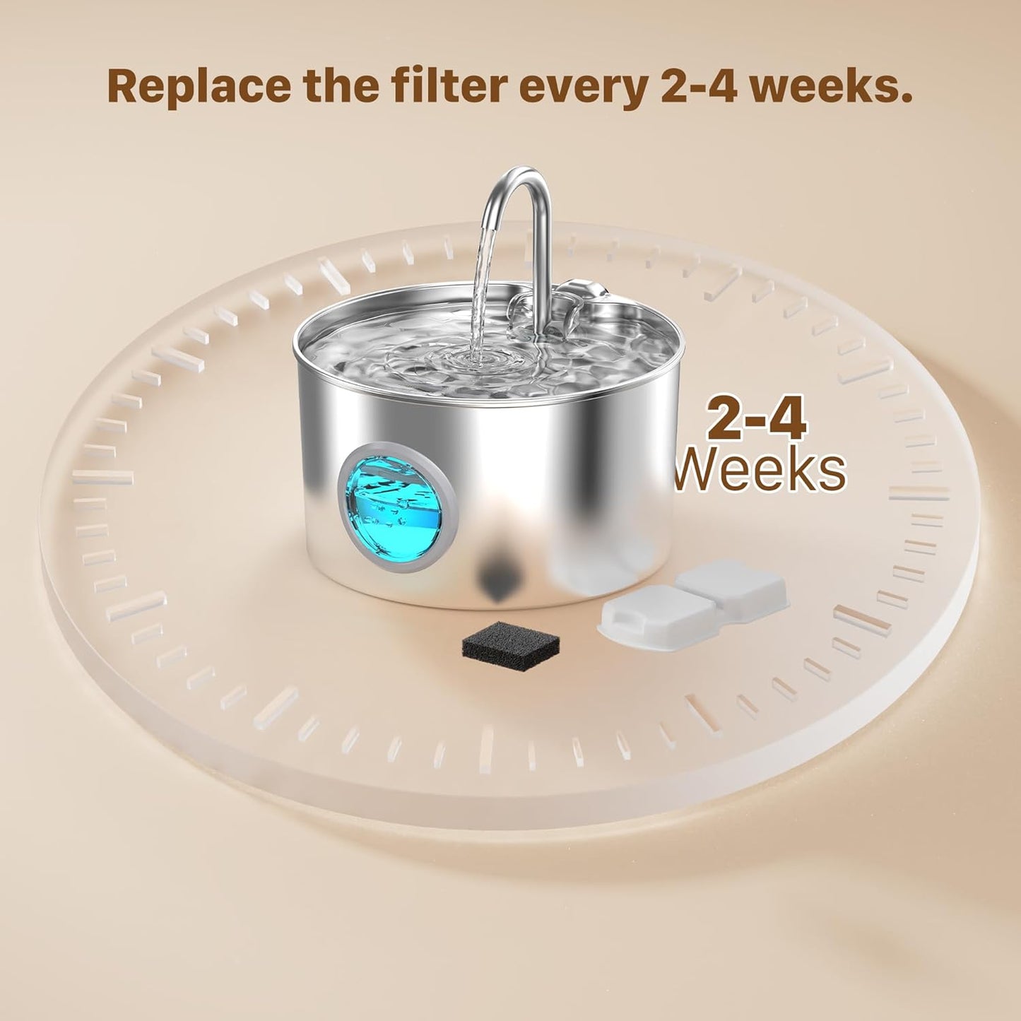 Cat Water Fountain Stainless Steel: Cat Fountain - 2.2L/74oz Water Fountain Indoor Cat - Pet Water Fountain - Quiet Automatic Cat Water Dispenser - Dog Drinking Fountain - GIOTOHUN