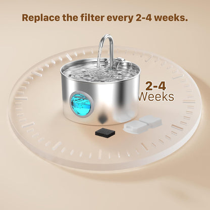 Cat Water Fountain Stainless Steel: Cat Fountain - 2.2L/74oz Water Fountain Indoor Cat - Pet Water Fountain - Quiet Automatic Cat Water Dispenser - Dog Drinking Fountain - GIOTOHUN