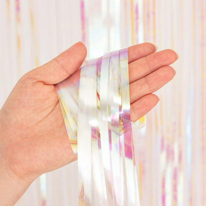 BRAVESHINE Pink Glitter Tinsel Foil Fringe Curtain - 2 Pcs 3.2x8.2 ft Metallic Party Supplies Photo Backdrop for Girl Princess Birthday Unicorn Bachelorette Butterfly Bridal Shower Party Decorations
