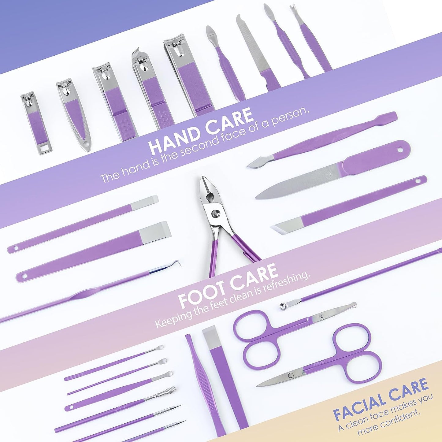 WOAMA Manicure Set 30 in 1 Nail Clipper Set Nail Kit for Women Men Stainless Steel Manicure Kit Professional with Travel Case