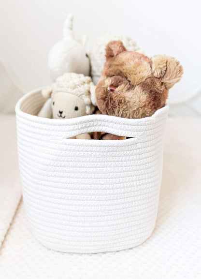 OrganiHaus Soft Woven Baskets for Storage Organization Set of 3, Cotton Rope Nursery Storage Baskets for Shelves, Square Book Bins, Bathroom Towel Hamper, Dog Toy Bins, Panier Rangement - Light Honey