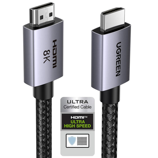 UGREEN 10K 8K HDMI 2.1 Cable 48Gbps 6FT, Certified 8K@60Hz 4K@120Hz 144Hz High Speed Gaming Cable Braided Cord, eARC HDCP 2.3 Dynamic HDR Compatible for HDTV/PS5/Xbox/SoundBar/RTX3090/Blu-ray - PuriLite