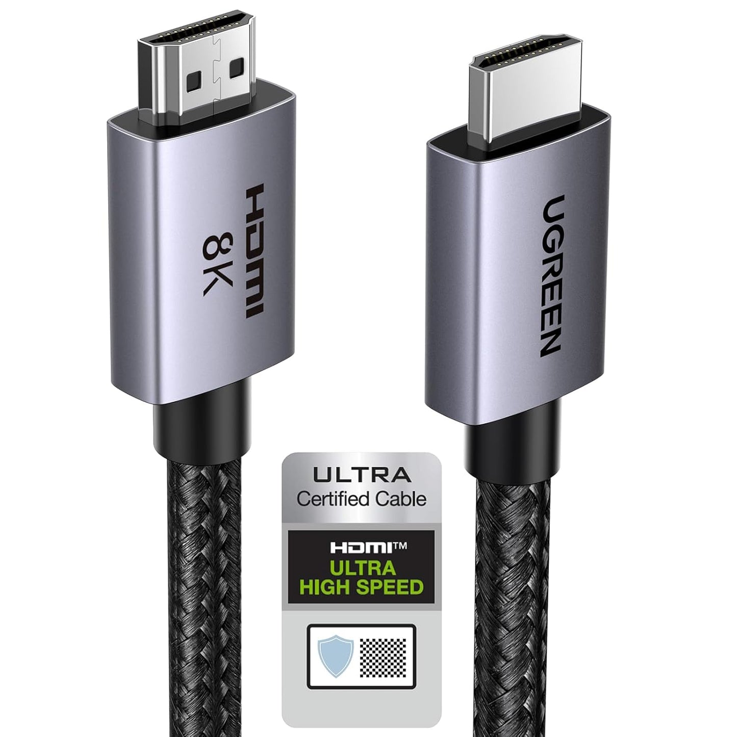 UGREEN 10K 8K HDMI 2.1 Cable 48Gbps 10FT, Certified 8K@60Hz 4K@120Hz 144Hz High Speed Gaming Cable Braided Cord, eARC HDCP 2.3 Dynamic HDR Compatible for HDTV/PS5/Xbox/SoundBar/RTX3090/Blu-ray