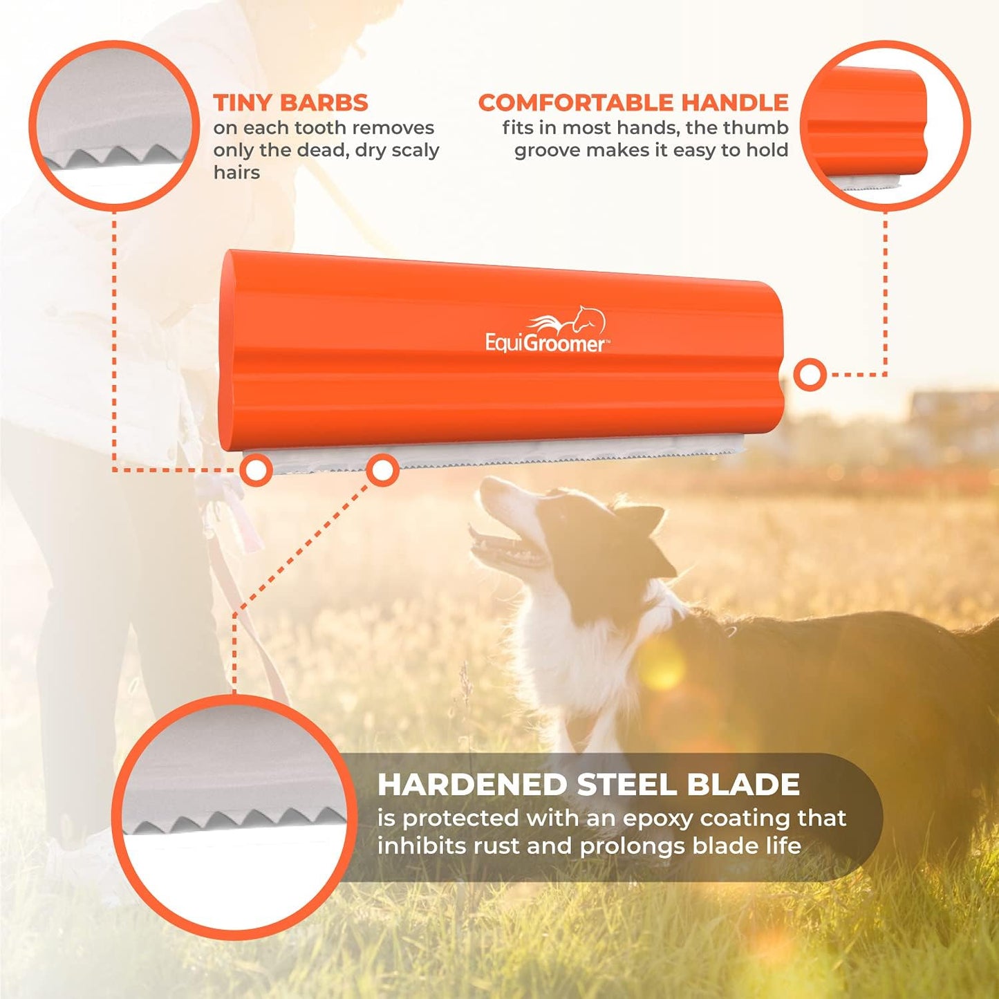 EquiGroomer Deshedding Brush for Dogs and Cats | Undercoat Deshedding Tool for Large and Small Pets | Comb Removes Loose Dirt, Hair and Fur While | Perfect for Short and Long Hair Grooming Shedding