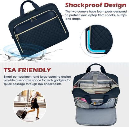 Laptop Bag 17 Inch Laptop Briefcase for Women Waterproof Computer Messenger Bag Professional Laptop Case for Business Work - PuriLite