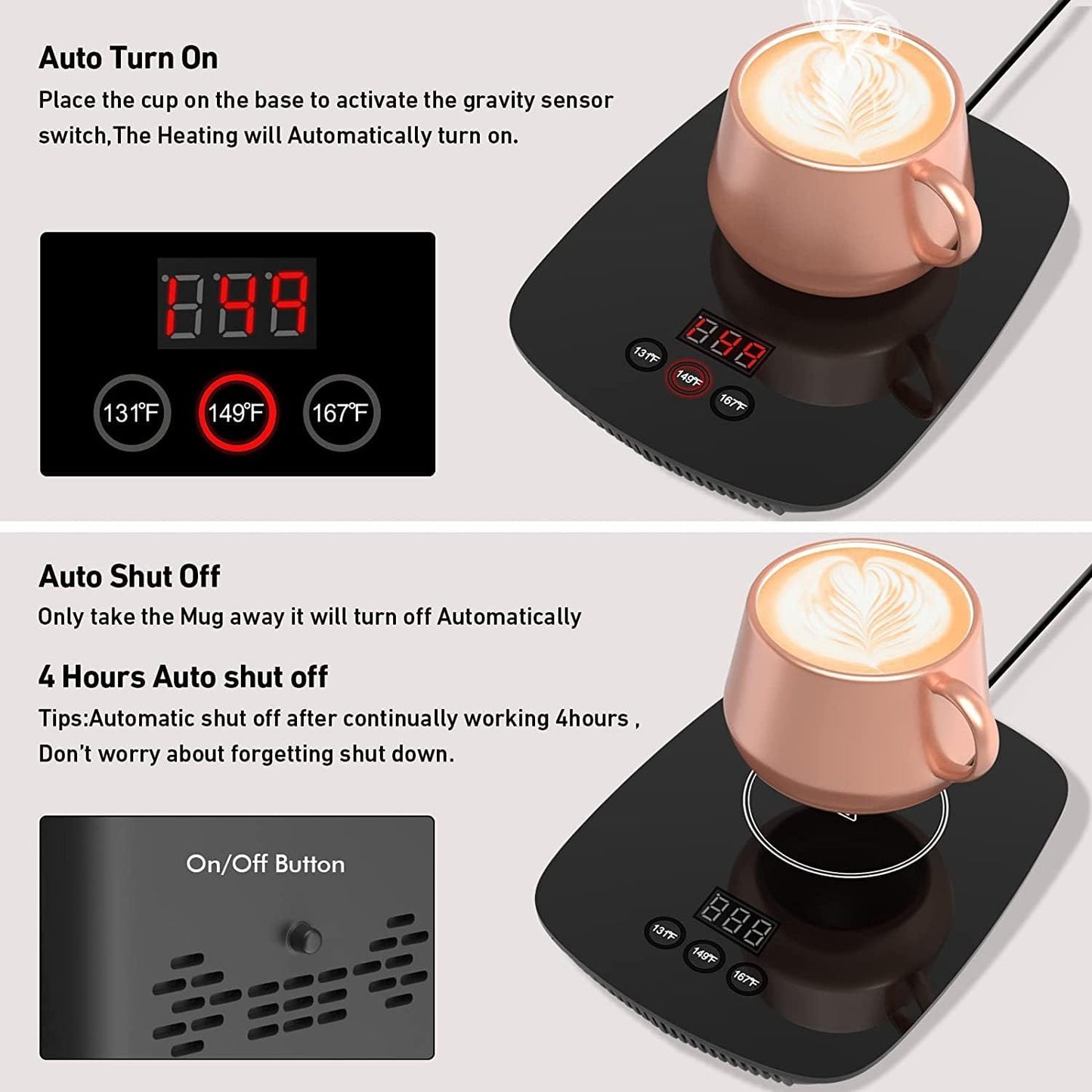 Mug Warmer-Coffee Warmer for Desk auto Shut Off Electric Beverage Warmer Heater for Home,Office (Without Mug) (Black)
