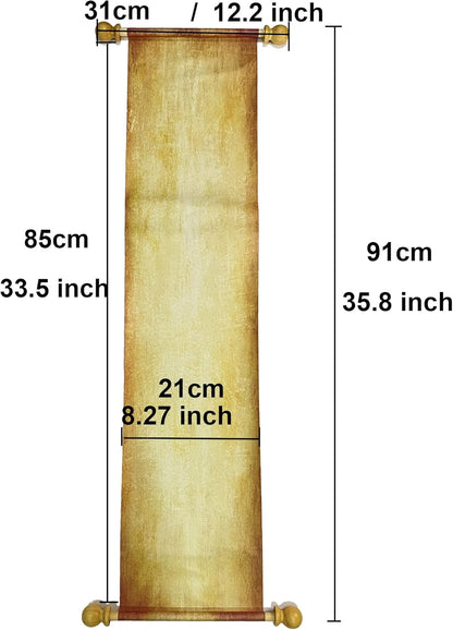 MiraShine Blank Scroll Paper with Wood Rods 8.25 X 36 Inch for Writing, Weding vows, Invitation, Props, Cosplay, Renaissance Festivals, Naughty or Nice List