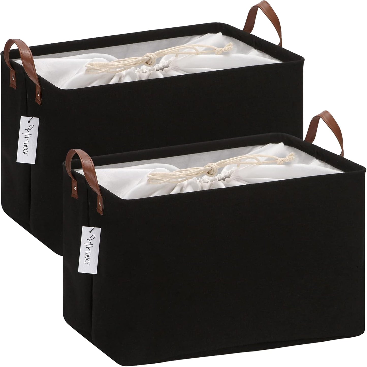 Hinwo 6-Pack Small Canvas Fabric Storage Baskets Set with Handles, Open Storage Bins, Cube Storage Organizer, Shelf Organizer Bins for Closet, 7.9L, 12 x 8 x 5 Inches, Grey Stripe