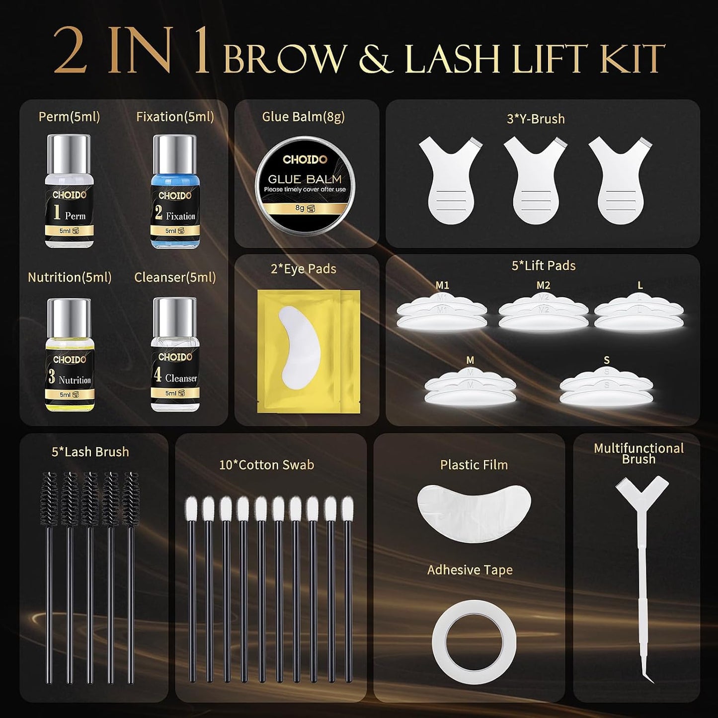 Eyelash Perm Kit, Lash Lift Kit, Eyebrow Lamination Set, Curling Lash Extension & Eyebrow Lift, Suitable for Salon & Home Use, Lasts For 6-8 Weeks (Black)