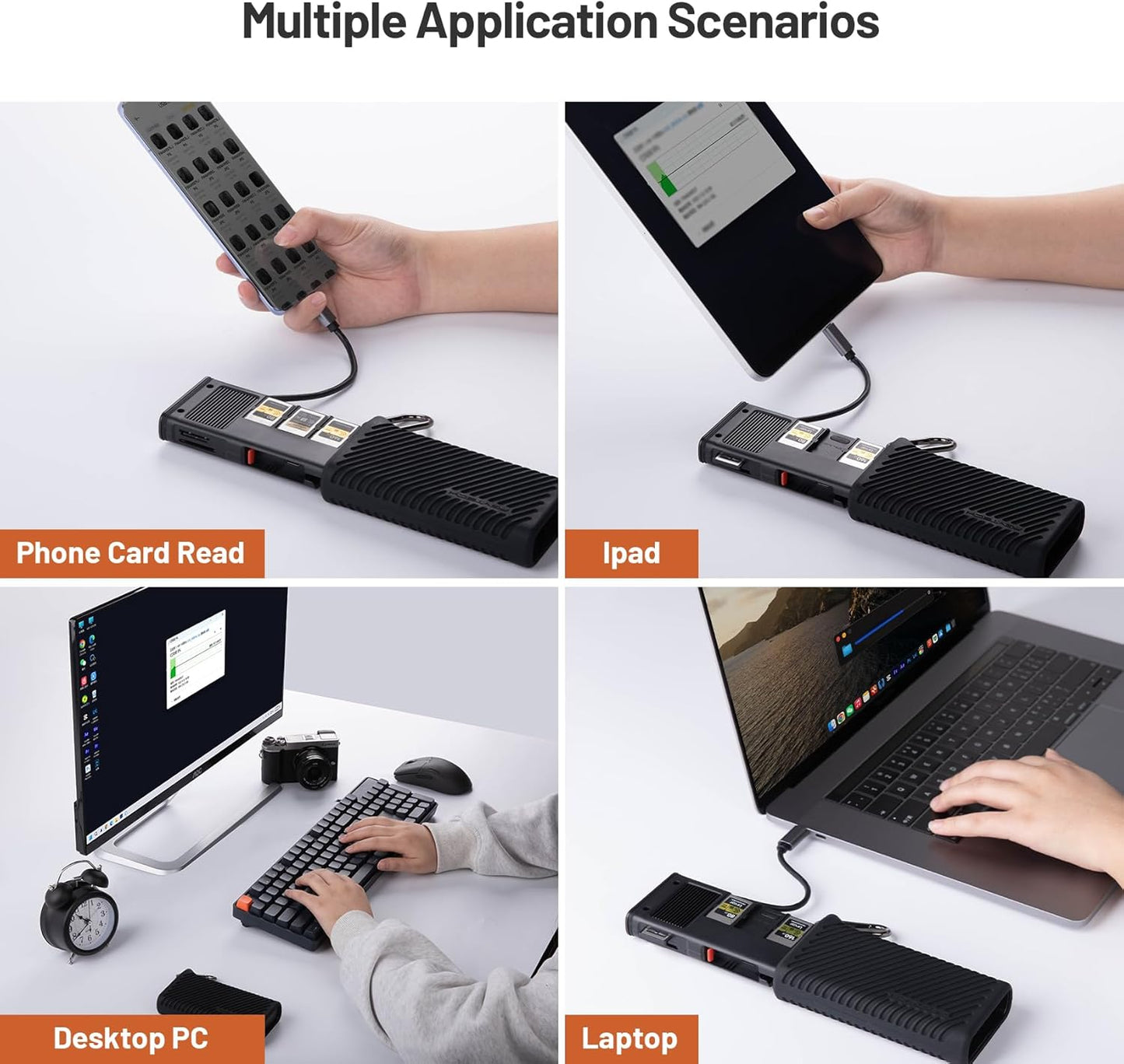 PGYTECH Createmate CFexpress Type B Card Reader 12 in 1 Card Case USB3.2 Gen 2 10Gbps SD Card Reader for Photographers (Black, CFexpress-A)