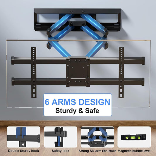 Suptek Full Motion TV Wall Mount for 32 to 84 Inch TV, Swivel and Tilt with Articulating Dual Arms, Max VESA 600X400mm, Holds up to 132lbs, Fits Max 16" Wood Studs, MA01A - PuriLite