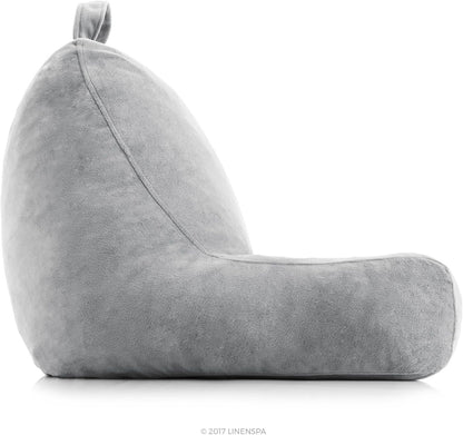Linenspa Shredded Foam Reading Pillow - Perfect for Adults, Teens, and Kids - Velour Cover - 3 Year U.S. Warranty, Stone