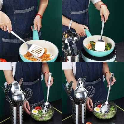 Stainless Steel Cooking Utensils Set, Berglander 13 Pieces Kitchen Utenisls Set, Kitchen Tools Set with Utensil Holder Non-Stick and Heat Resistant,Dishwasher Safe, Easy to Clean (13 Packs)