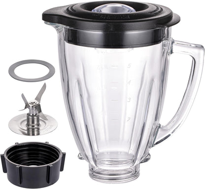 6 Cup Blender Glass Jar Replacement Parts with Blade & Lid for Oster Osterizer NOT fit Pro Master or Versa Models