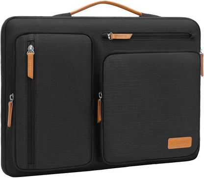 MOSISO 360 Protective Laptop Sleeve Compatible with MacBook Air/Pro, 13-13.3 inch Notebook, Compatible with MacBook Pro 14 inch M3 M2 M1, Side Open Bag with 4 Zipper Pockets&Handle, Black - PuriLite