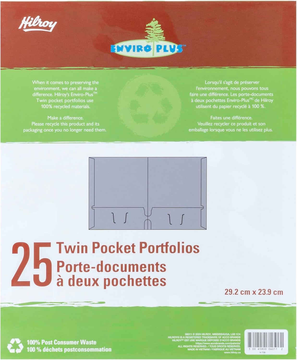 Hilroy Twin Pocket Portfolios, 9.5" x 11.75", 4-Pack, Assorted Colours (06042)