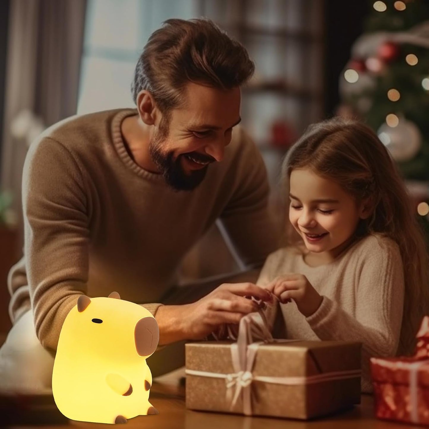 YuanDian Capybara Night Light - Adorable Gift for Women, Teen. Decorate Bedroom with Cute Silicone Capybara Nightlights Christmas for Girls and Boys