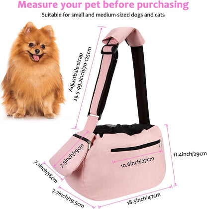 Ownpets Pet Dog Sling Carrier Bag Adjustable Padded Strap Dog Hand Free Safe Mesh Pet Carrier for Small Medium Dog Cat, Fit 10lbs up to 20 Pounds