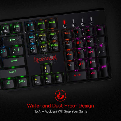 Redragon K582 SE Wired RGB Gaming Keyboard, 104 Keys Mechanical Keyboard w/Upgraded Hot-swappable Socket, Noise Dampening Kit, Mixed Color PBT Keycaps, Linear Red Switch