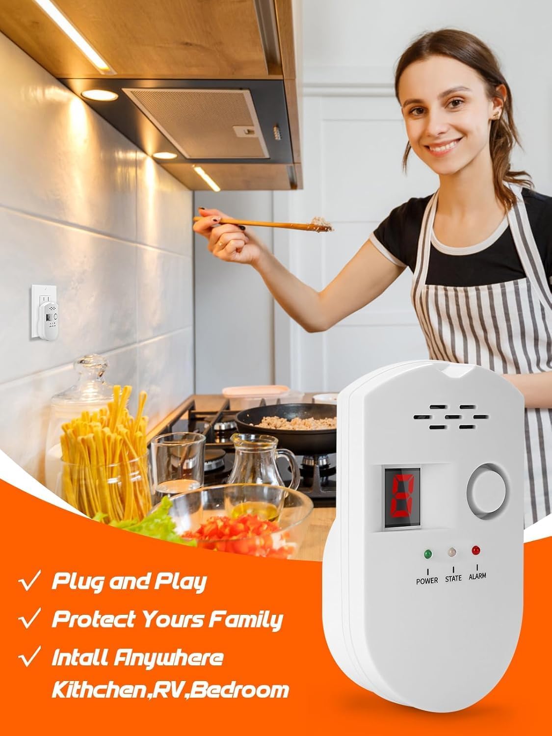 Natural Gas Detector, Propane Gas Leak Detector, Natural Gas Detector for Home, High Sensitivity Propane Detector, Natural Gas Leak Alarm Monitor Sensor