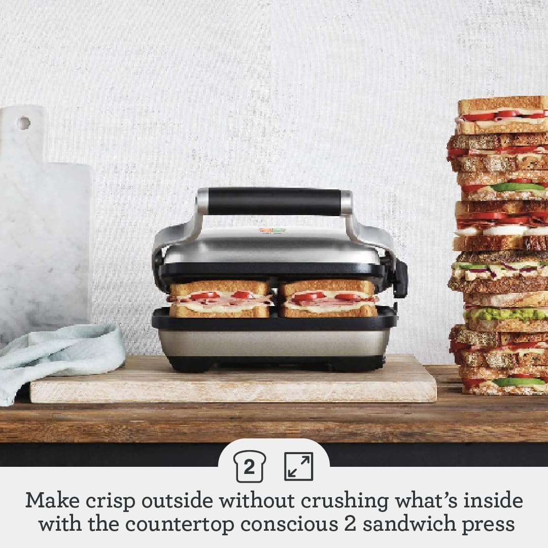Breville the Perfect Press, Sandwich Maker, Panini Press, BSG600BSS, Brushed Stainless Steel 12.5 x 5 x 11.5 inches