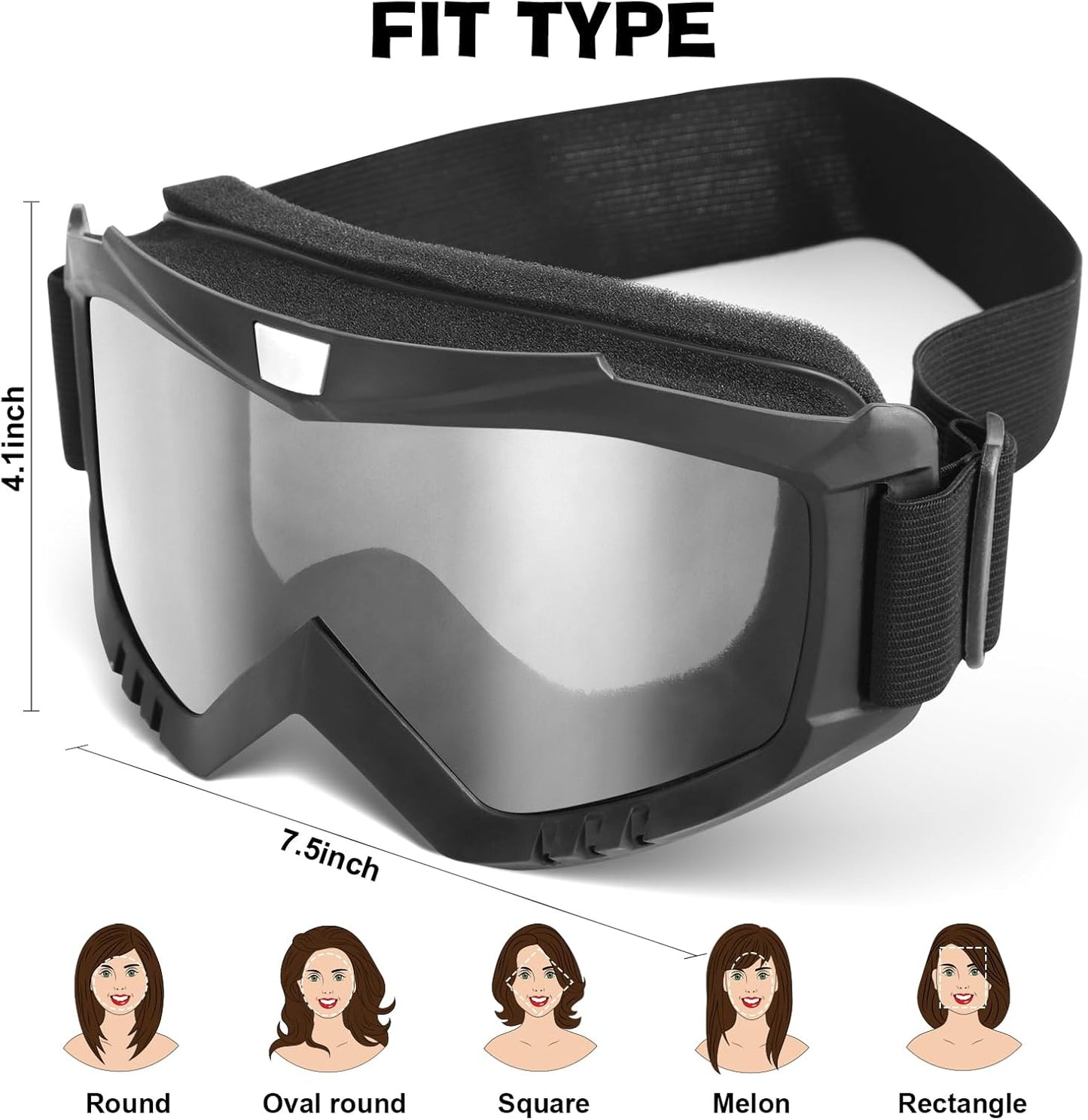 YENPK Dirt Bike Goggles, 2-Pack Motorcycle Goggles ATV Goggles Motocross Goggles Ski Goggles Windproof Glasses Racing Goggles