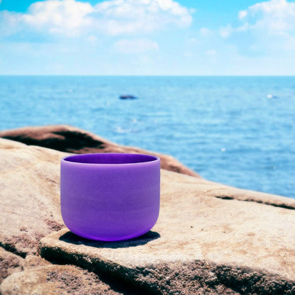 TOPFUND F Note Crystal Singing Bowl Heart Chakra 8 inch with Heavy Duty Carrying Case and Suede Striker