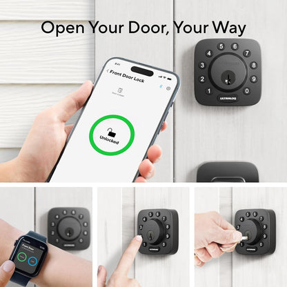 ULTRALOQ U-Bolt Smart Lock + WiFi Bridge, 5-in-1 Keyless Entry Door Lock with WiFi, Bluetooth, App and Keypad, Smart Deadbolt Lock Front Door, ANSI Grade 1 Certified, 1Year Battery, Satin Nickel