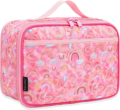 FlowFly Kids Lunch Box Insulated Soft Bag Mini Cooler Back to School Thermal Meal Tote Kit for Girls, Boys, Black