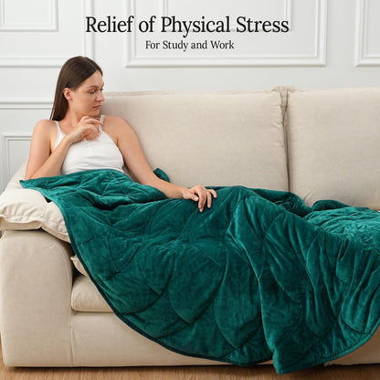 Weighted Blanket for Adults, 20 lbs, 60" x 78" washable Blankets, Green